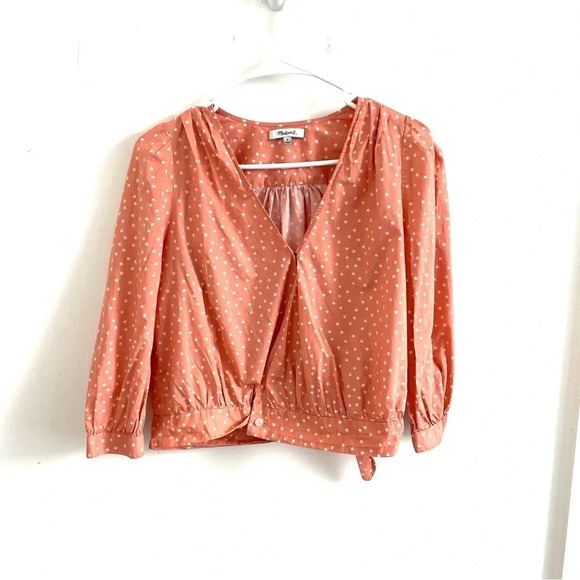 Madewell Wrap  Star Cross Over Scatter peach top Feminine Cottagecore Y2K Retro - Picture 3 of 8